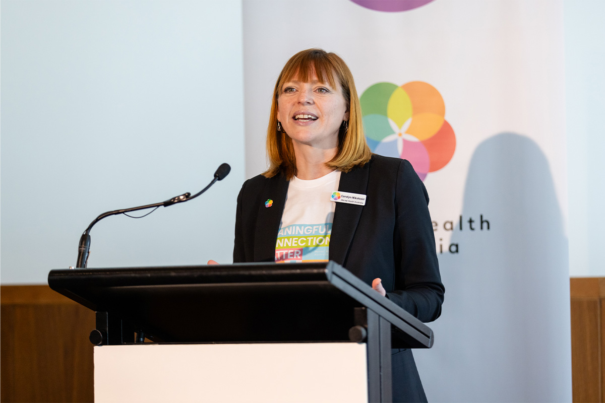 CEO Carolyn Nikoloski speaking at the Mental Health Sector Expo